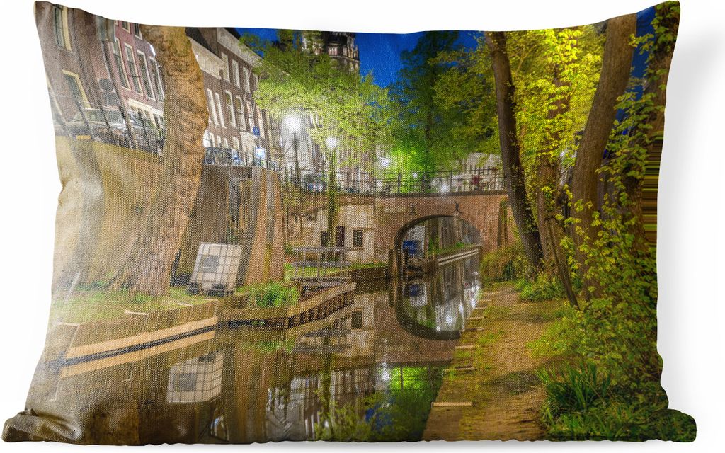 MuchoWow Outdoor Kissen - Moat - Utrecht - Pflanzen - 60x40 cm - Wetterfest - Lounge Kissen - Zierkissen - Kissen für Innenräume