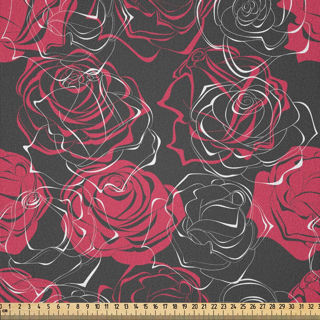 ABAKUHAUS Blumen Microfaser Stoff als Meterware , Ombre Style blühende Rose Blooms künstlerische Valentines Jubiläumsbild, 2 M (230 x 200 cm), K...