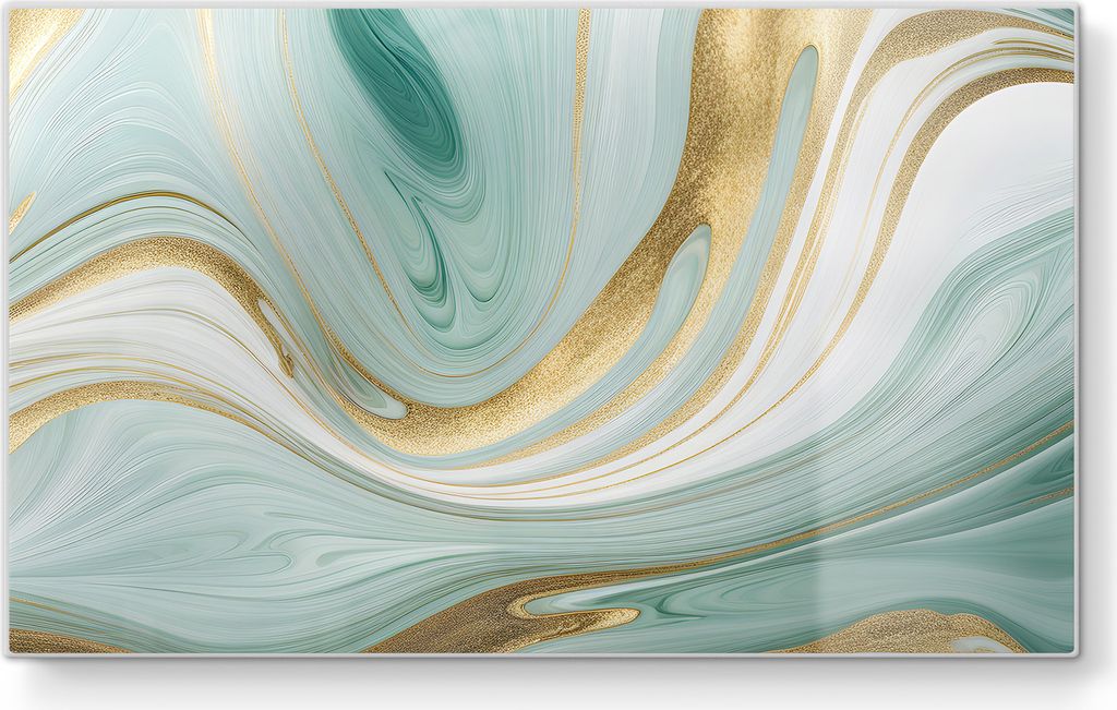 DEQORI Frühstücksbrett Glas 23x14 cm 'Smaragdfarbene Wogen' Schneidebrett Schneideplatte