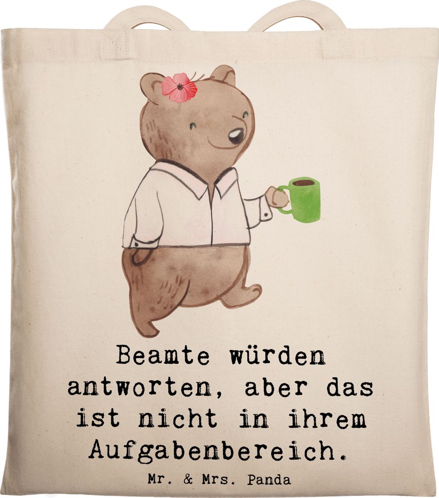 Mr. & Mrs. Panda Beutel Beamtin Humor - Transparent - Geschenk, Aufgabenbereich, personalisierte Geschenke, Berufsleben, Beruf, Freude, Jubiläum, ...