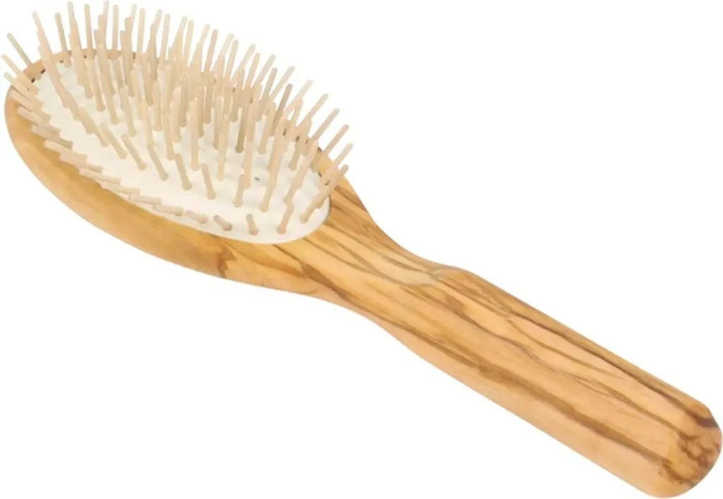 Brosse à cheveux ovale bois d'olivier massif - Accessoire de soin bio N2