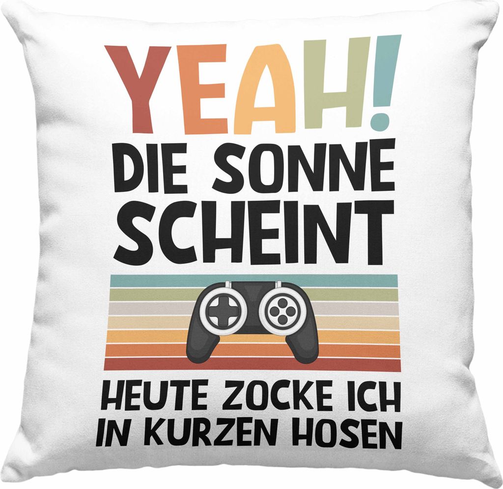 Trendation - Gamer Deko-Kissen mit Füllung 40x40 Geschenk Jungen Zocker Mitbringsel Männer Zocken Gaming Geschenkideen PC Kinder Zubehör Spruch ...