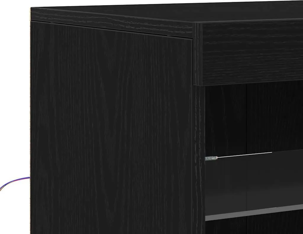 Vetrinetta vidaXL Rovere Nero con Luci LED | Mobiletto Ingresso 100cm - 8