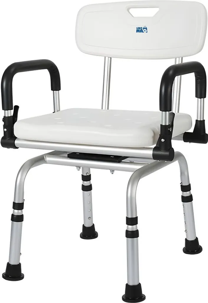 Chaise de douche pivotante Linomag® avec dossier et assise moelleuse