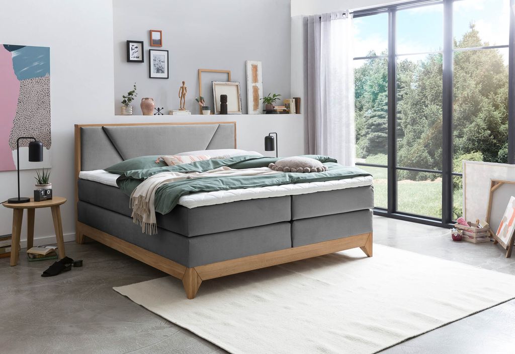 Belanoti Riviera Boxspringbett 160x200 Eiche 7-Zonen Produktbild 