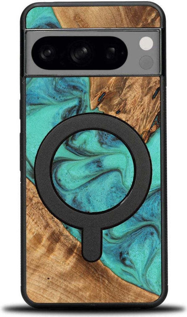 Holzhülle Bewood Unique - Turquoise für MagSafe für Google Pixel 8