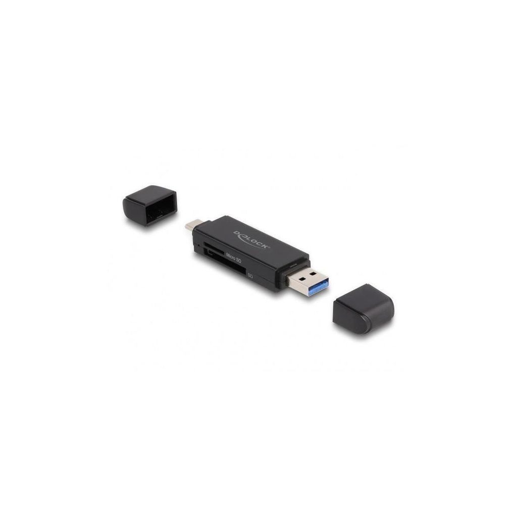 Delock Card Reader SuperSpeed USB 5 Gbps USB Type-C / Typ-A für SD und Micro SD Speicherkarten