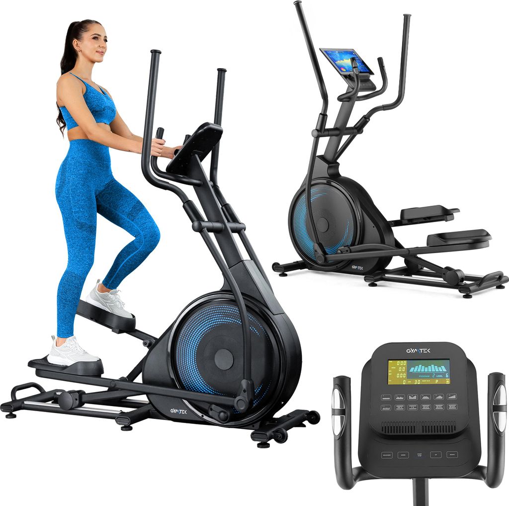 Gymtek Elektromagnetischer Crosstrainer - bis 120kg - 16 Widerstandsstufen, 6kg Schwungmasse - LCD Display - Home Gym Fitness