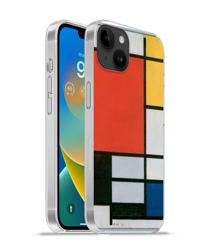 MuchoWow Handyhülle Schutzhülle Hülle für Apple iPhone 14 Plus - Soft case Komposition 2 in Rot Blau und Gelb - Piet Mondrian Silikon Softcas...