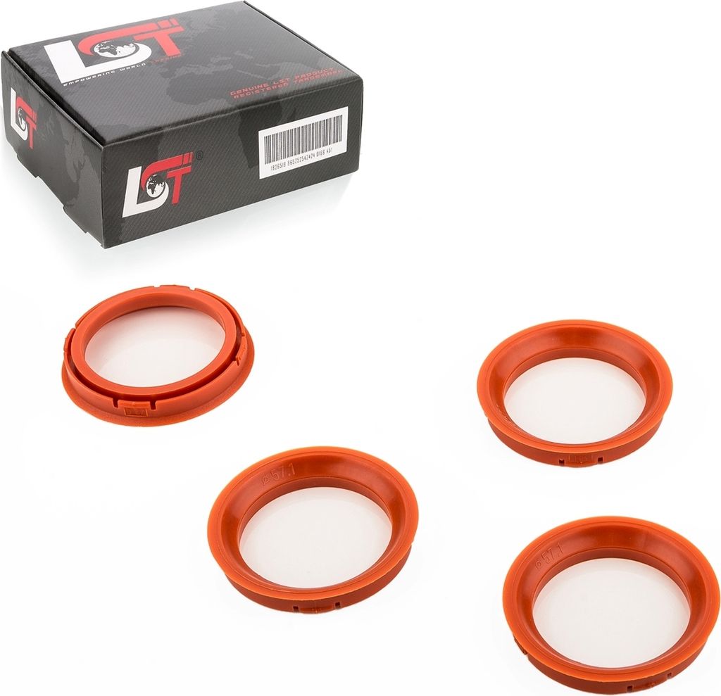 4x Zentrierringe Rot Alufelgen Ø 73,0 mm - Ø 57,1 mm für SEAT SKODA VW