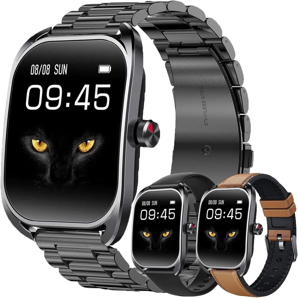 Smartwatch Herren 2.01 Inch AMOLED Ultrathin Uhr mit Telefonfunktion Fitnessuhr mit Schlafmonitor Herzfrequenz Blutdruck 130 Sportmodi 5ATM