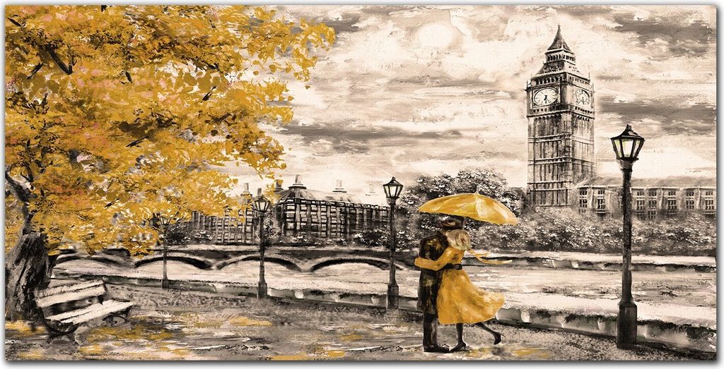 Coloray Bild aus Acryl 100 cm x 50 cm - Wanddekoration Wohnzimmer Acrylblock mit Bild Gehärtetes Acryl Dekoration Küche - London Paar