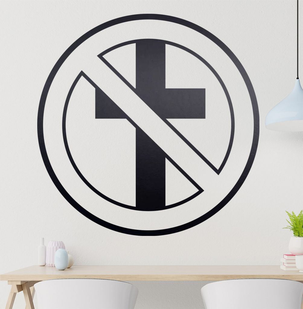 durchgestrichenes Kreuz Wandtattoo in 6 Größen - Wandaufkleber Wall Sticker - Dekoration, Küche, Wohnzimmer, Schlafzimmer, Badezimmer