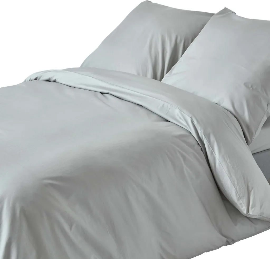 Biancheria da letto HOMESCAPES grigio argento 200 fili, 150 x 200 cm