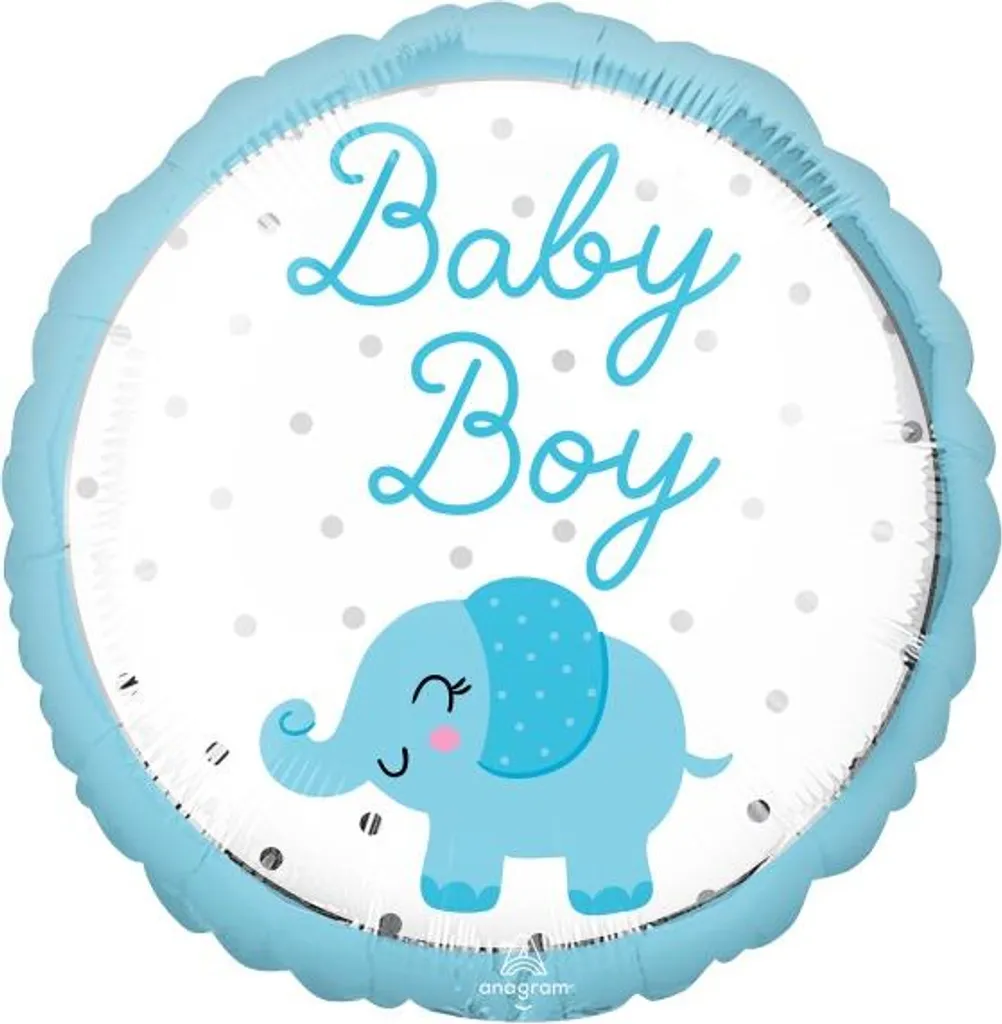 Ballon pour baby shower garçon motif éléphant bleu de 43 cm