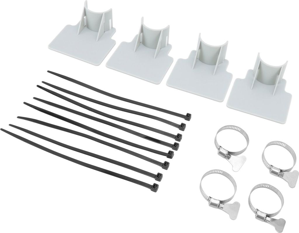 4er-Set Schwimmbad-Rohrhalter, verhindert Rohrrutschen, Kabelbinder, Edelstahl-Schlauchschelle, grau