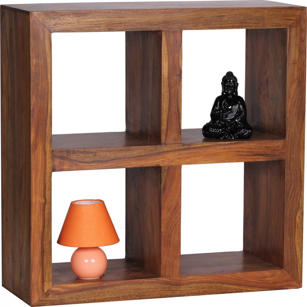 WOHNLING Standregal Massivholz Sheesham 82 cm hoch 4 Böden Produktbild 