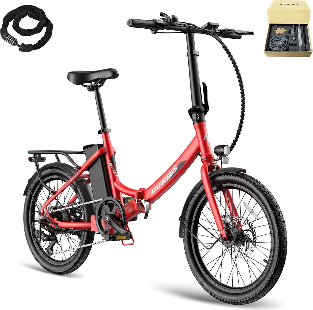 E-Bike 155 - 195 cm 20" Rostfreie Aluminiumlegierung 36 V 16,75 Ah 603 Wh bis zu 110 - 130 km Wasserdicht IPX4 mit 7 Gang, Rot