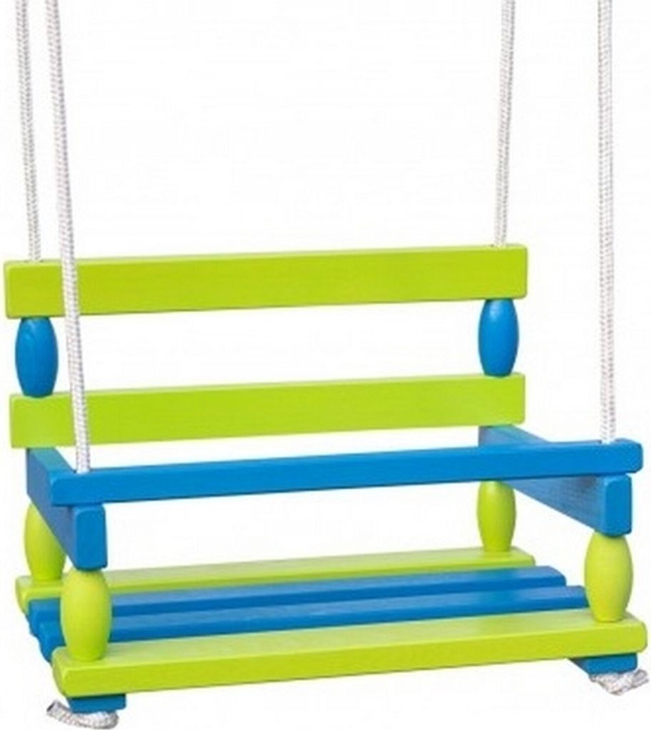 Houpačka dřevo modro-zelená 40x30cm nosnost 80kg v sáčku Obrázek produktu 