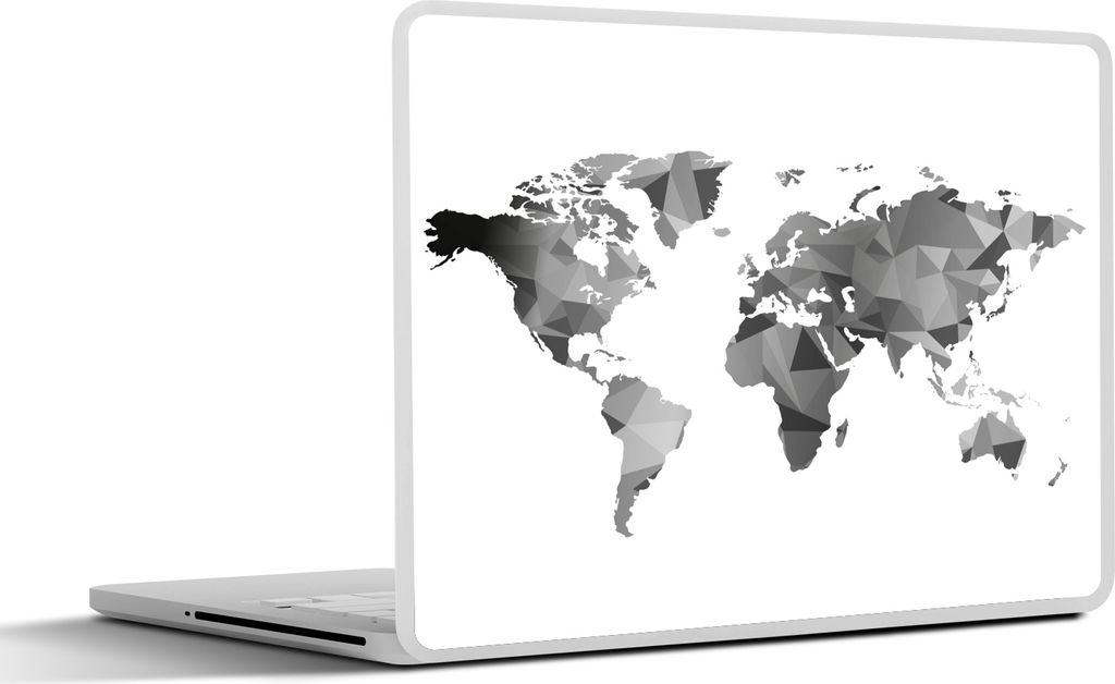 MuchoWow Laptop Aufkleber Sticker Cover Weltkarte - Dreieck - Grau 25x18 cm - Laptop-Deko