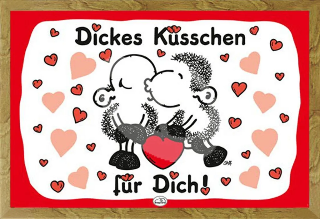 Sheepworld - Poster - Big kiss + cornice rimovibile, Shinsuke® Maxi MDF oak, disco acrilico