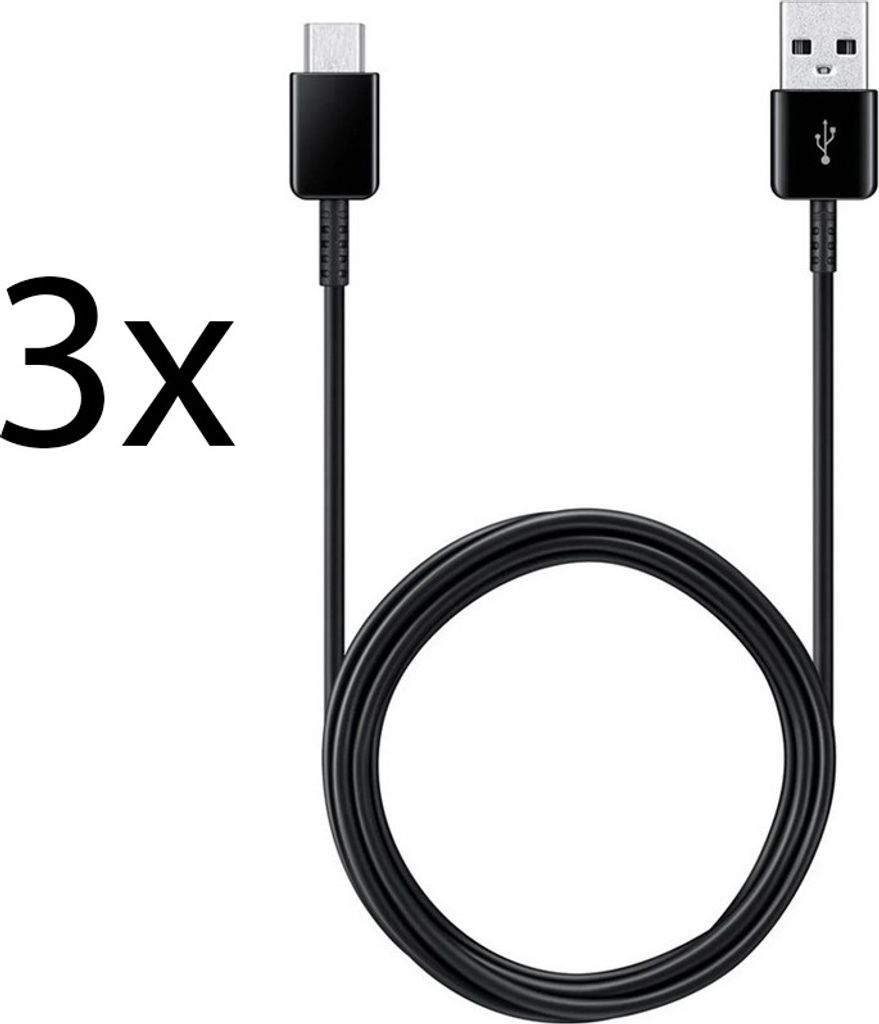 3x Typ-C Ladekabel für Original Samsung Galaxy M31, M31s, M32, M51 Datenkabel 1,2m schwarz USB-Ladegerätkabel Aufladekabel Type-C Charging-Cable