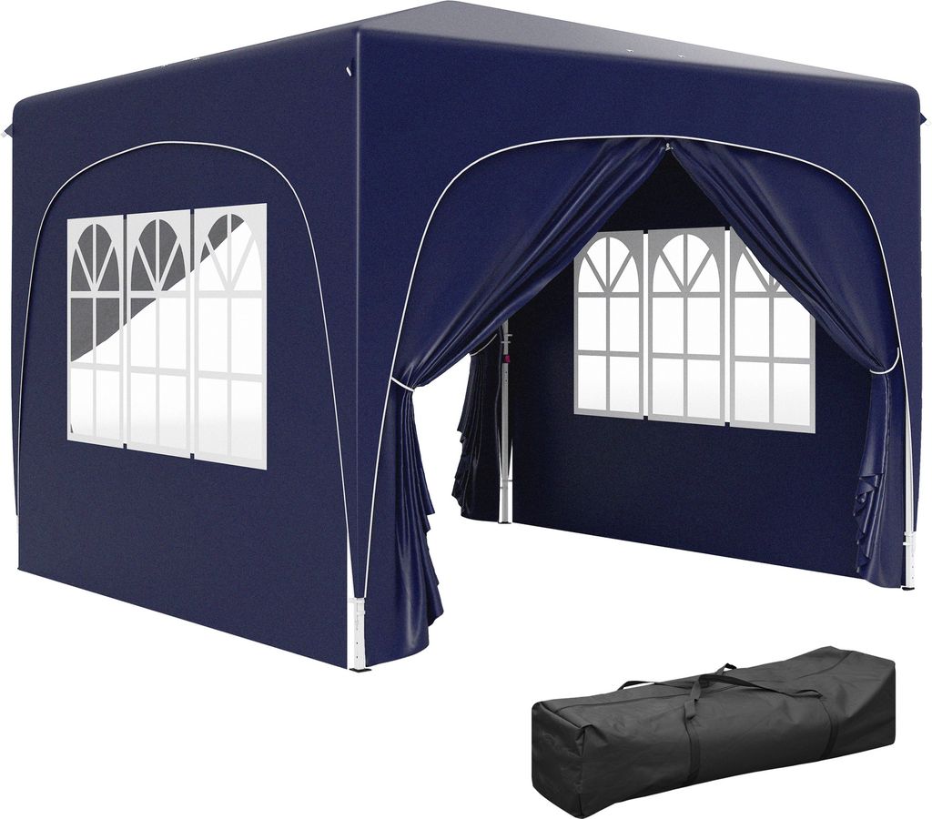 Outsunny Pavillon 3x3m, wasserabweisend Stabil Winterfest Pop-up Faltpavillon, UV Schutz 50+, Faltbar Partyzelt Gartenzelt mit 4 Seitenteilen Tasch...