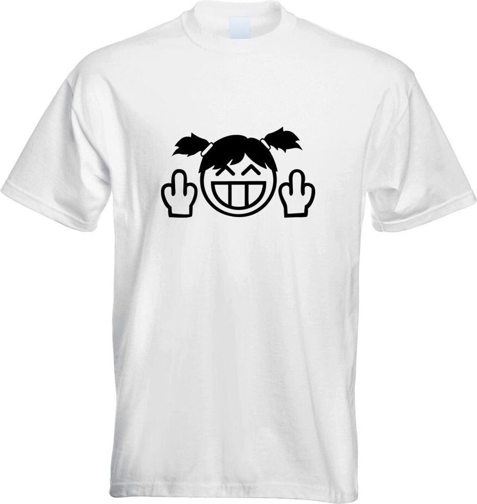 Kiwistar - T-Shirt - Weiss - FCK You! Mädchen Zöpfe Haare Motiv Bedruckt Funshirt Design Print - mit Motiv Bedruckt - Funshirt Design - Sport - F...