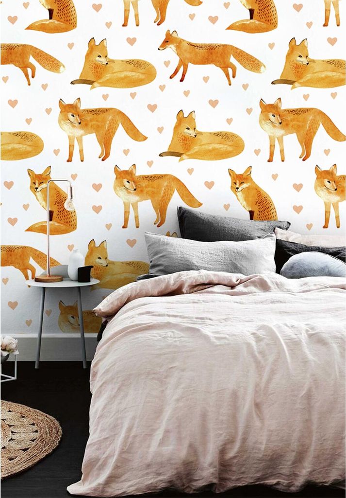 Coloray Fototapete 104x70 cm An Einer Wand Latex Latextapete - Fox Woodlanimals Junge Zimmertier