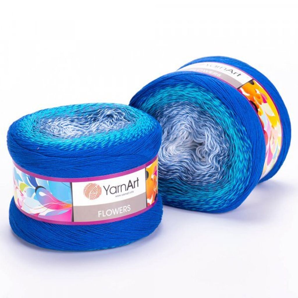 Two balls of gradient yarn on a white background.