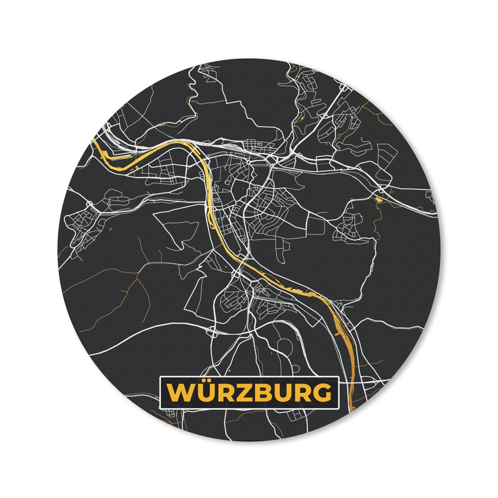 MuchoWow Mauspad Mousepad Stadtplan - Deutschland - Gold - Würzburg - Karte 20x20 cm - Mousepads - Maus Mat - Pad - Mausunterlage - Schreibtisch...