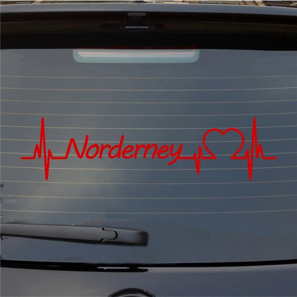 Heckscheibenaufkleber Norderney Herzschlag Puls Insel Produktbild 