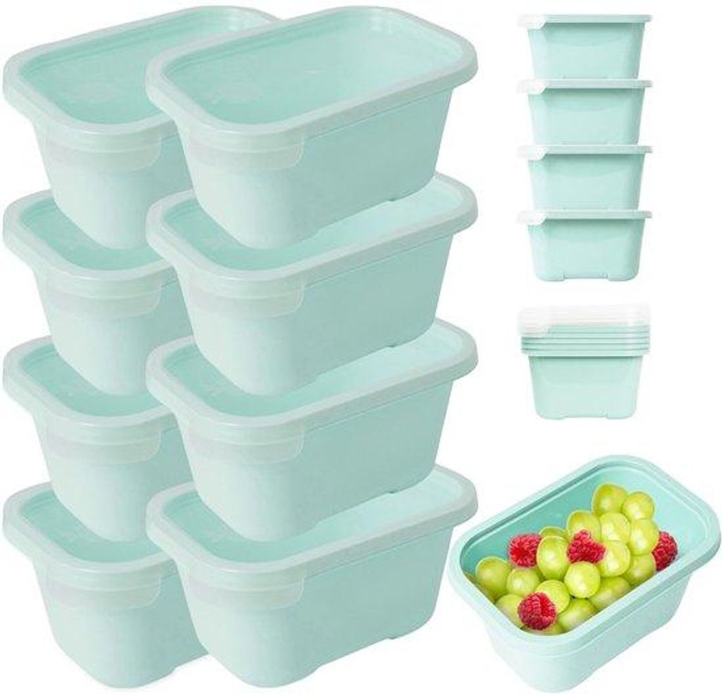 BPA-freie, luchtdichte, stapelbare, magnetron- und Geschirrspüler-beständige, pastellgrüne, 8-teilige, 750 ml-Set, Food-Container mit Deckel.