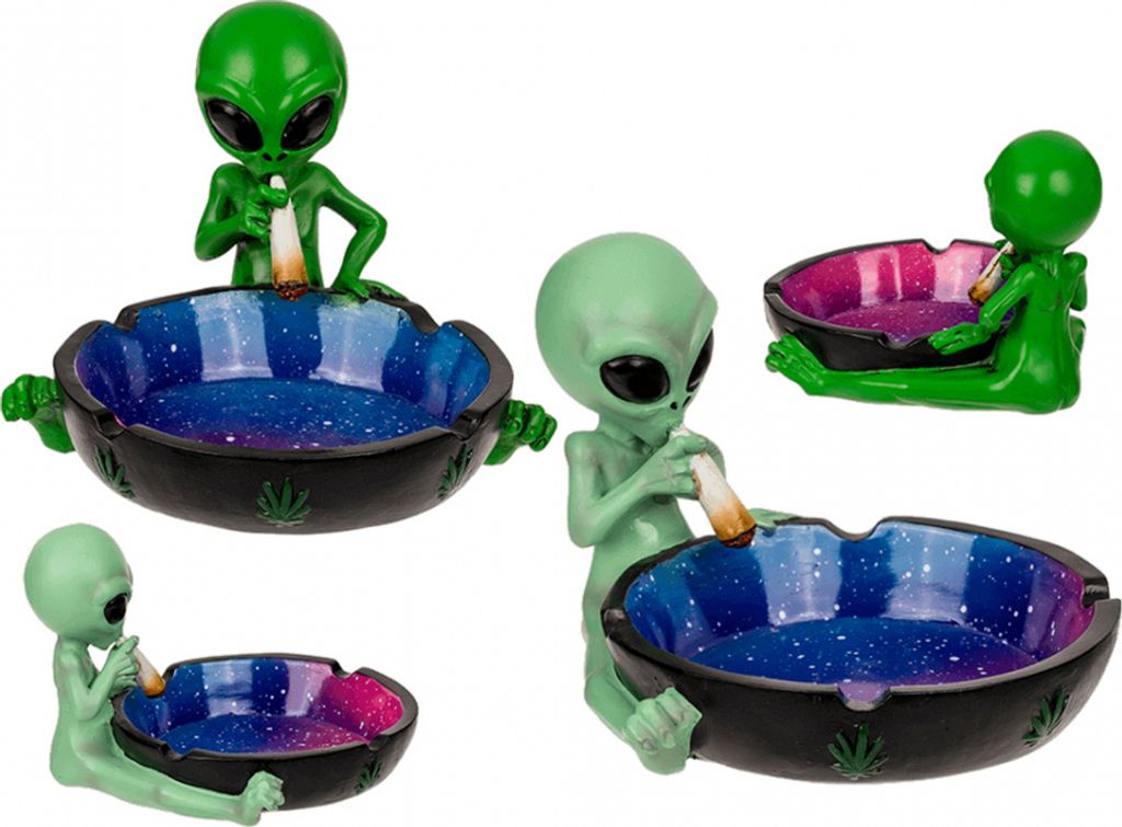 Polyresin Aschenbecher Alien mit Joint als Geschenkartikel