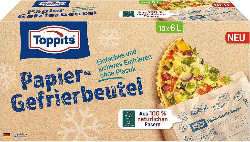 Toppits Gefrierbeutel Papier 6 ltr. Pack mit 10 Stück Produktbild 