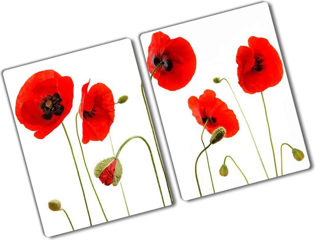 Tulup Glas Herdabdeckplatte - 2x40x52 cm - Glaskeramikkochfeld-Abdeckung Spritzschutz Glasabdeckplatte Kochplattenabdeckung und Schneidebrett - Zwe...