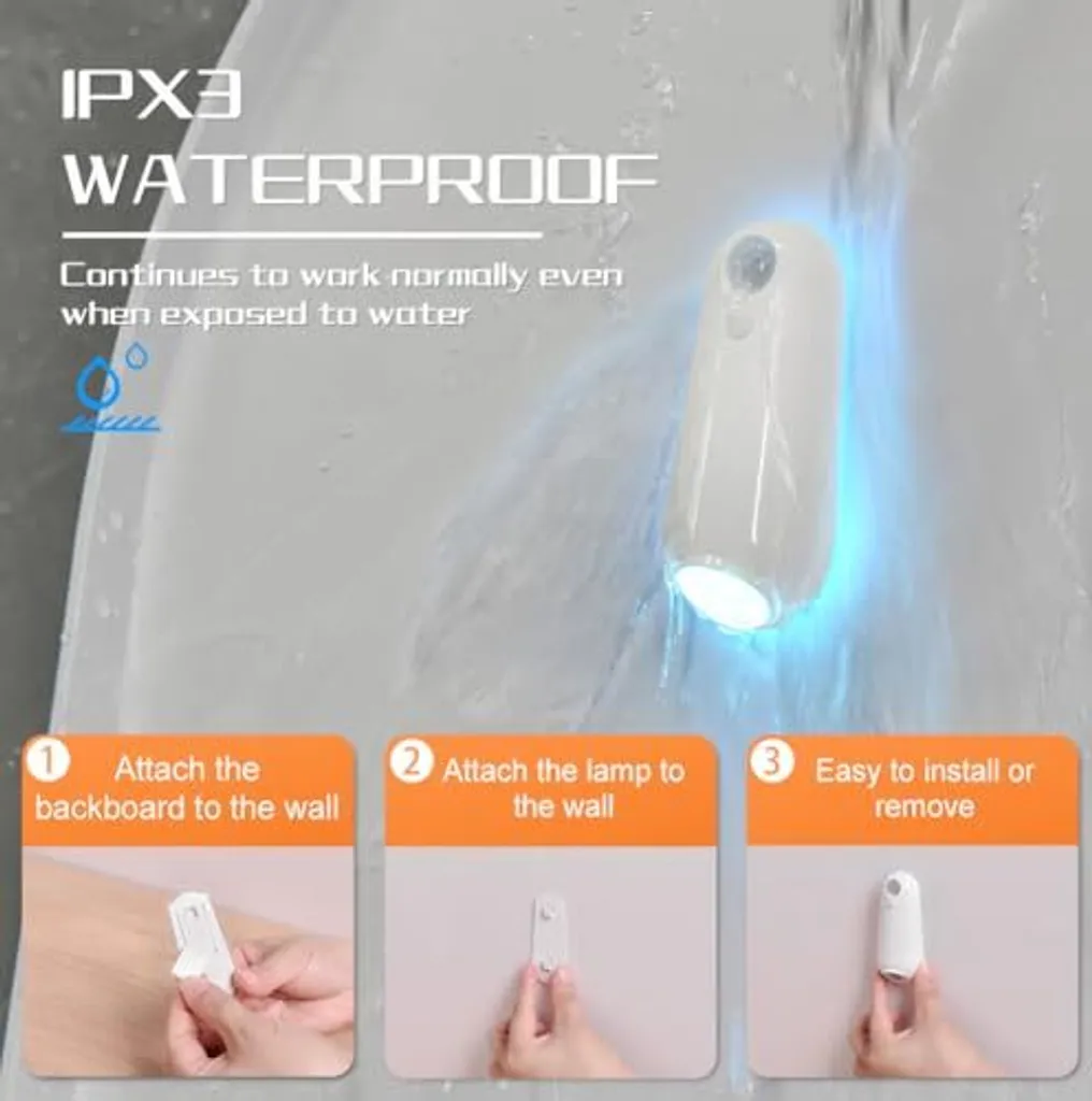 LAVAED Luce Notte Per WC Con Sensore Di Movimento E 8 Colori LED - Illumina Il Water Al Buio, Pacco Da 3