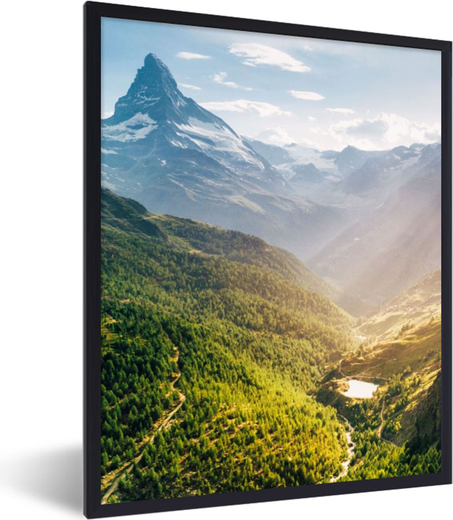 MuchoWow Gerahmtes Poster Berge - Pflanzen - Landschaft 30x40 cm - Poster mit Schwarzem Bilderrahmen Wandposter Rahmen Foto Bilder - Wanddeko - K...