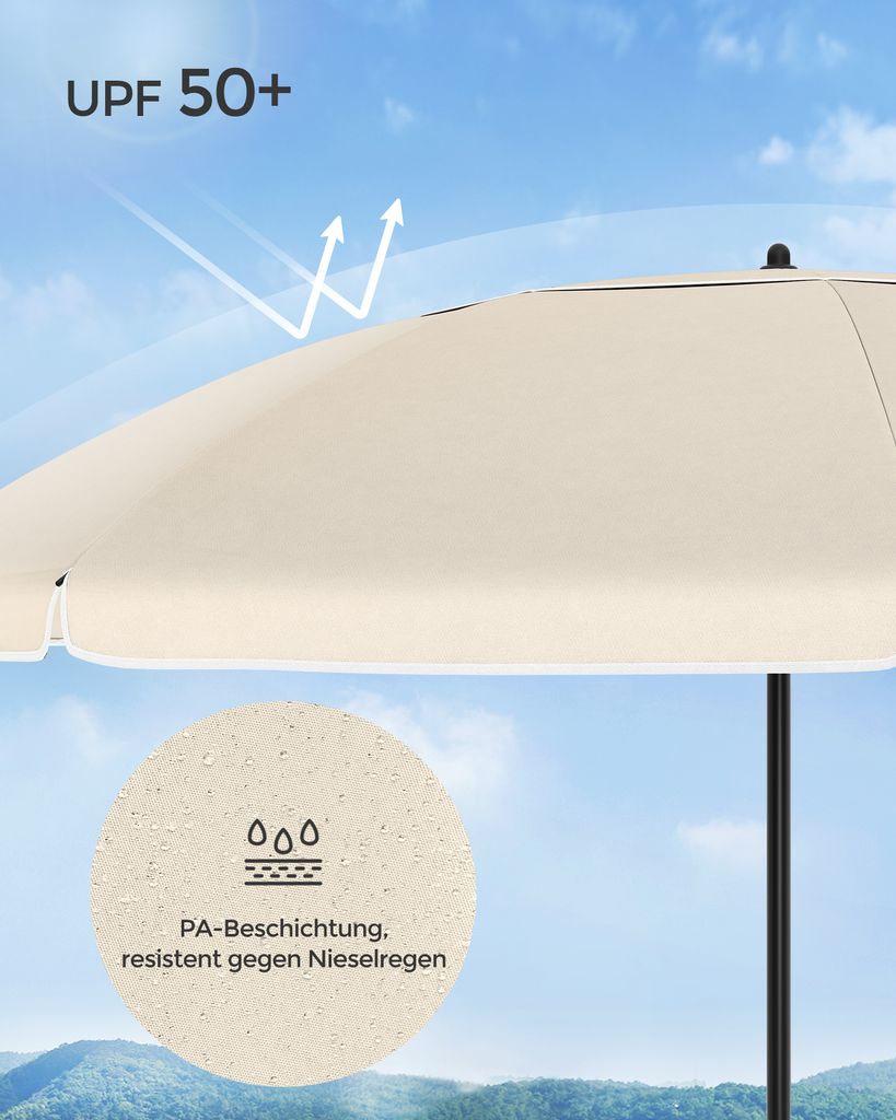 SONGMICS Sonnenschirm Ø 200 cm UPF 50+ mit Tragetasche Produktbild 5