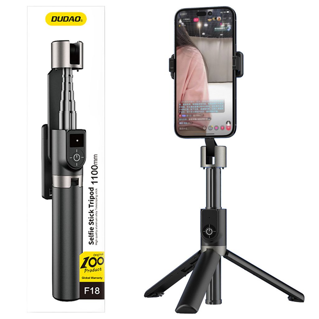 DUDAO F18 Selfie Stick Schwarz Passivhalter Produktbild 