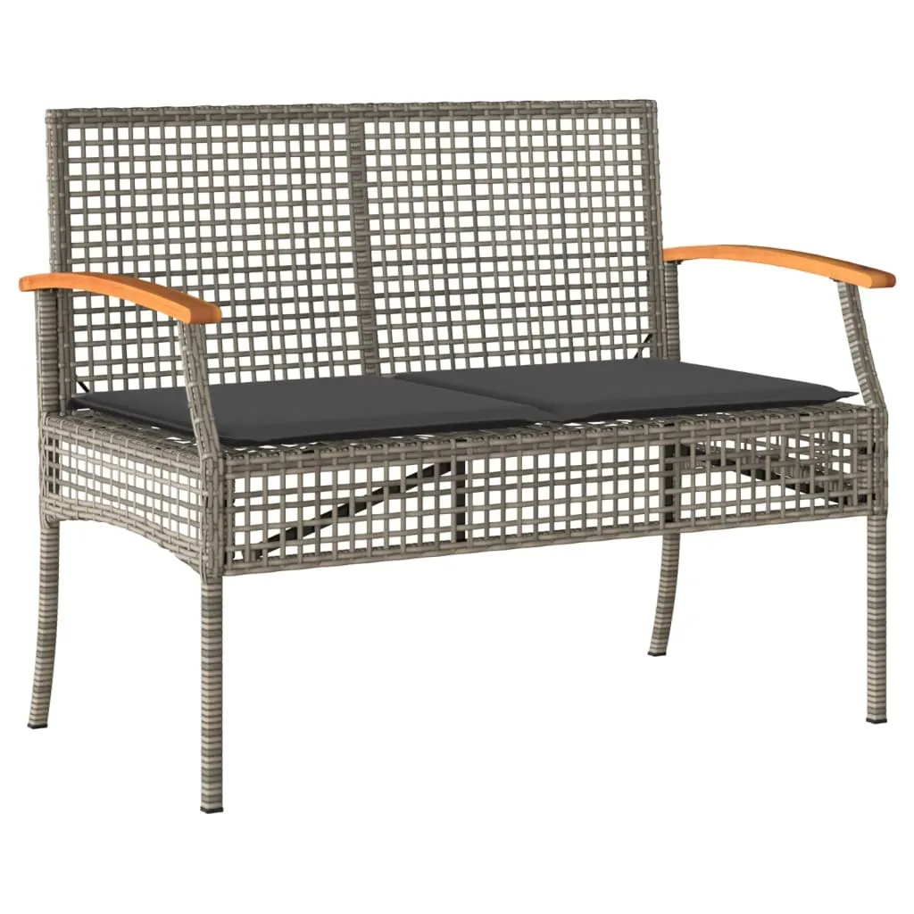 Panchina Outdoor Minimal: Poly Rattan Grigio e Legno di Acacia Naturale