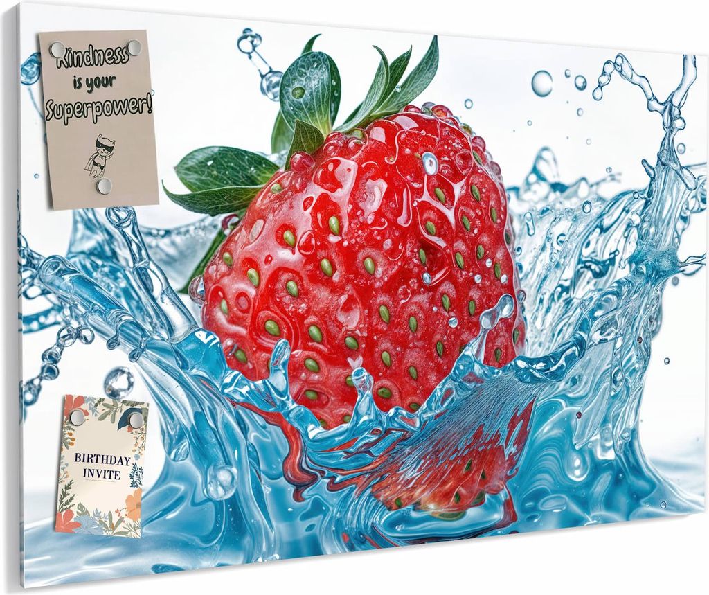 Magnettafel 60x40cm magnetisch & beschreibbar Metall-Board - Erdbeere Splash