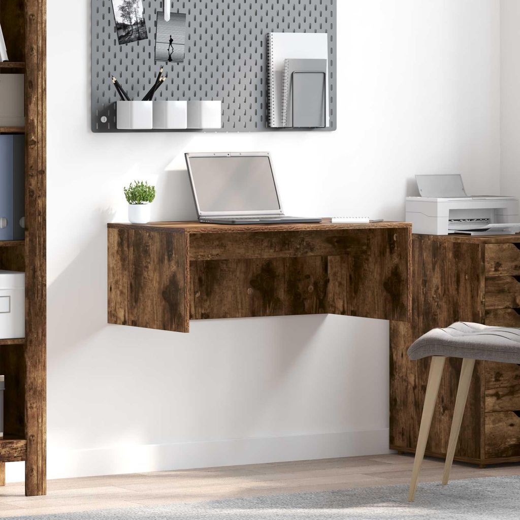 "Schlussverkauf" Wandtisch 1 Person - Computertisch Bürotisch - Geräucherte Eiche 80x45x30 cm Holzwerkstoff C17321