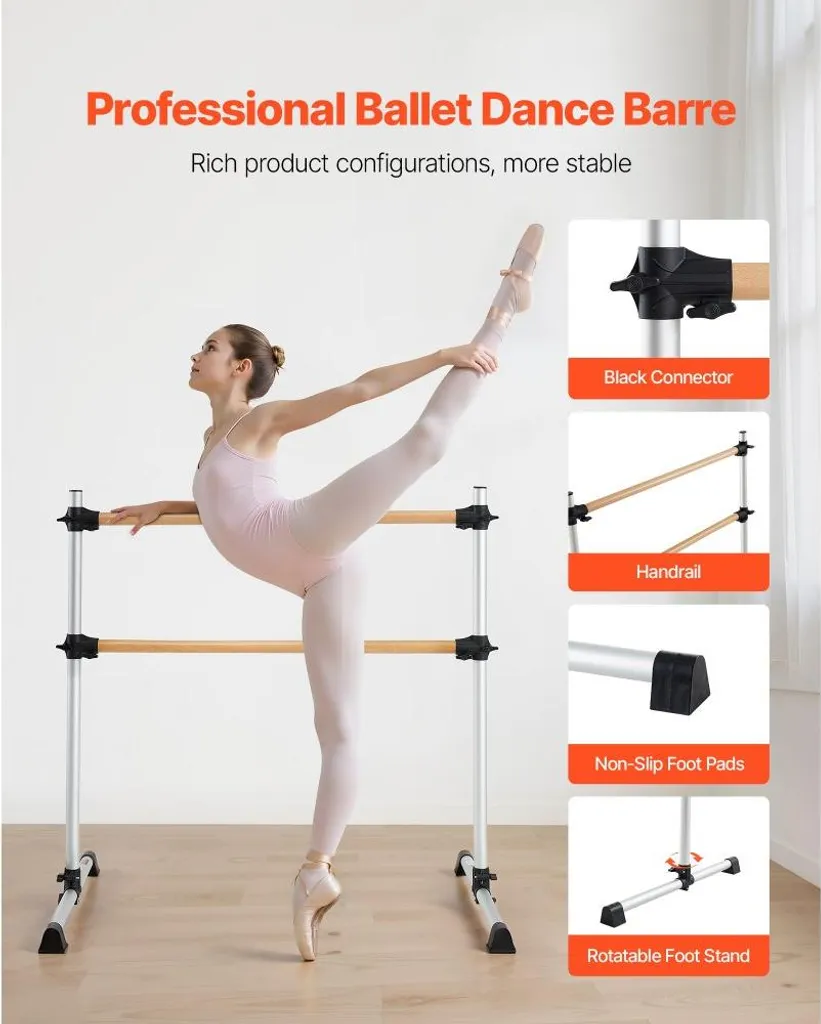 Barre de danse classique indépendante double barre mobile pour exercices - 3