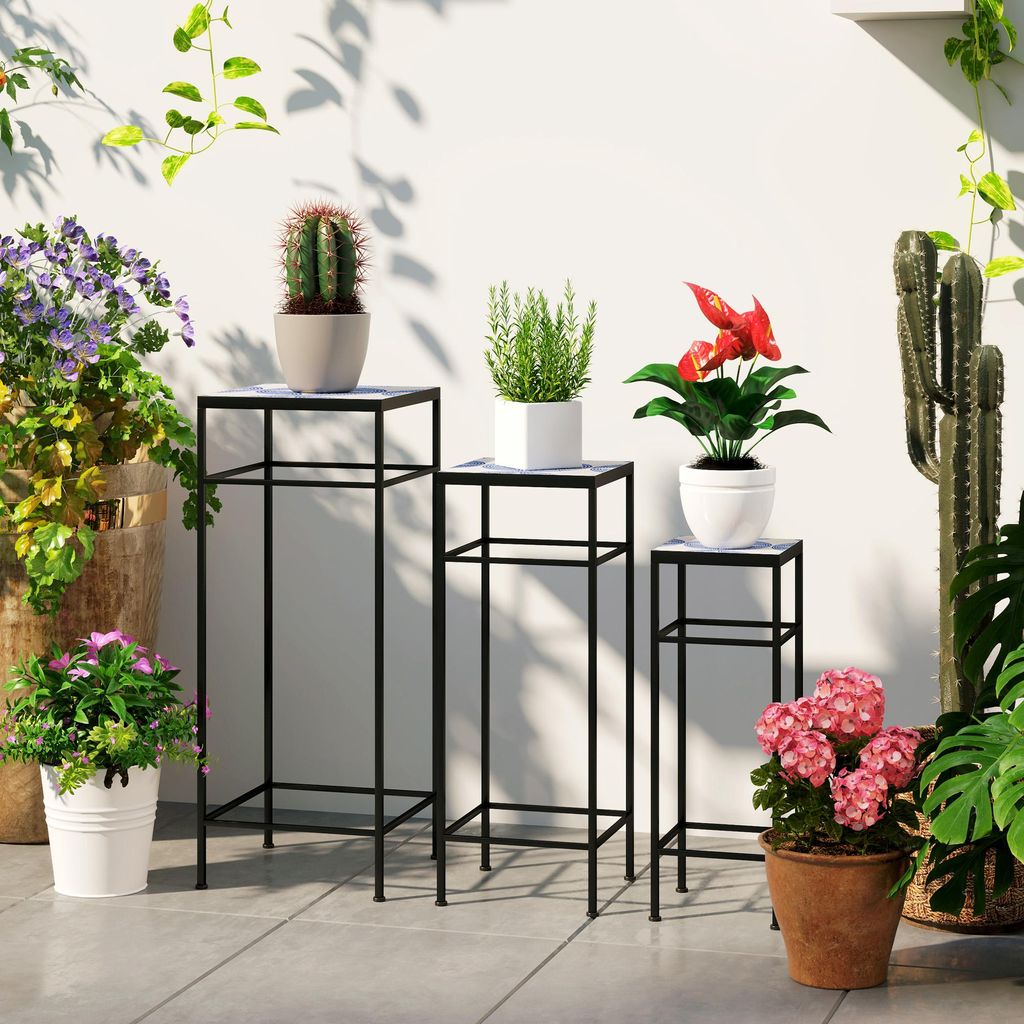 Outsunny 3er-Set Pflanzenständer, 71 cm hoch Blumenständer