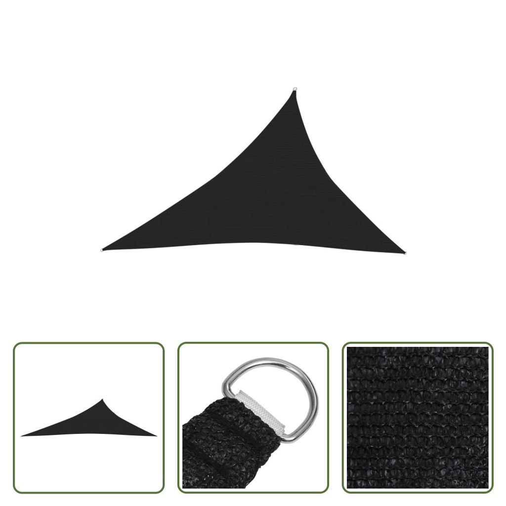 The Living Store Sonnensegel 160 g/m² Schwarz 3x4x5 m HDPE