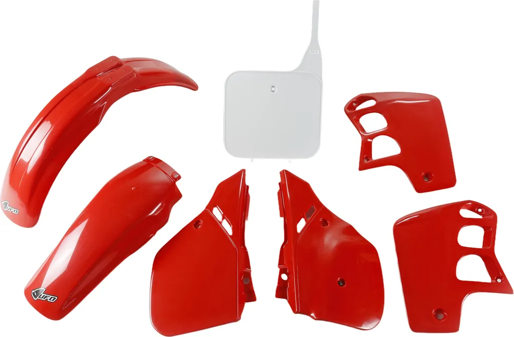 Kit plastique UFO Plast 7 pièces rouge et blanc pour Honda CR 500 R