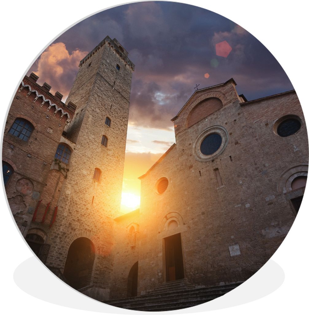 MuchoWow Rundes Wandbild - Runde Bilder Der Große Turm der Stadt San Gimignano in Italien Ø 30 cm Kreis Wanddekoration Kunststoff - Wandkreis -...