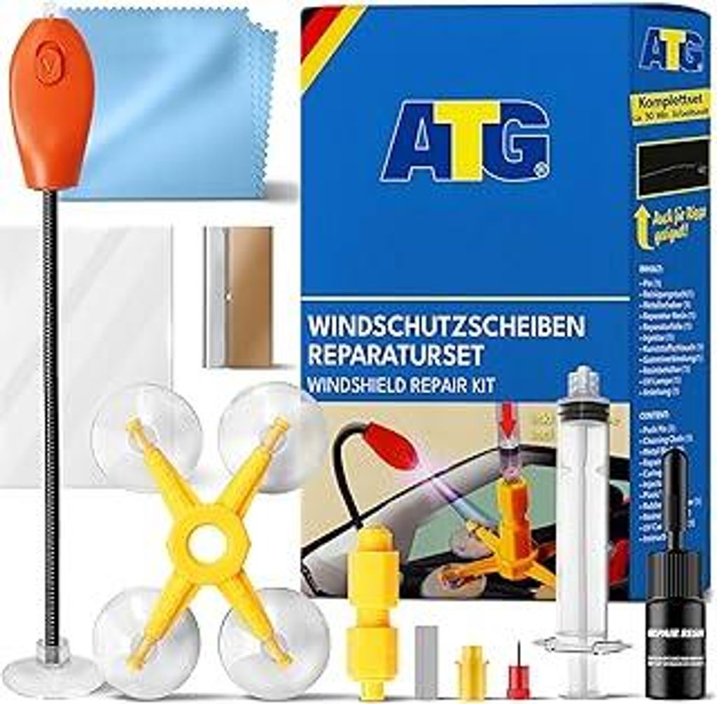 ATGSteinschlag Reparaturset Windschutzscheibe mit UV-Lampe - Universelles Auto Glas Reparatur Set - Profi Windschutzscheibe Reparaturset - Schnell ...