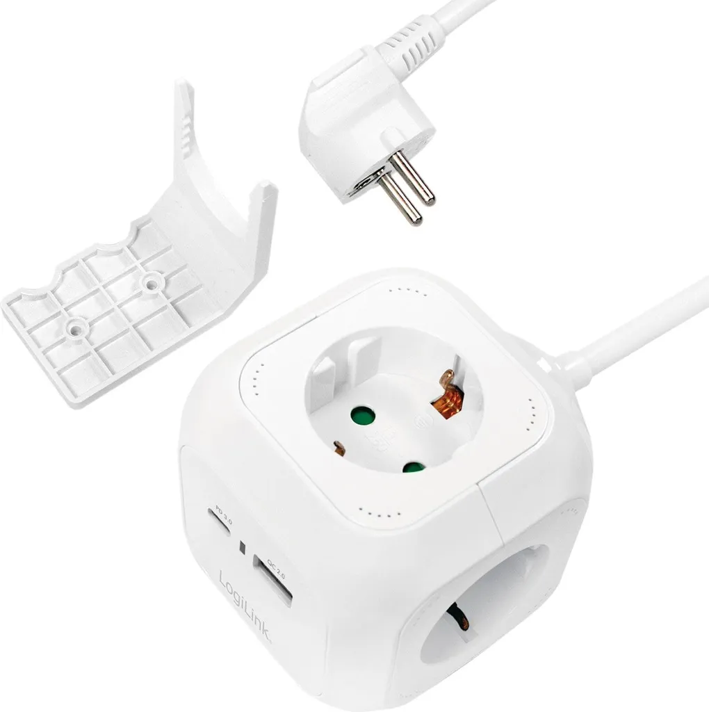 Power Cube Multiprise avec USB-A et USB-C PD 20W Charge Rapide Blanche